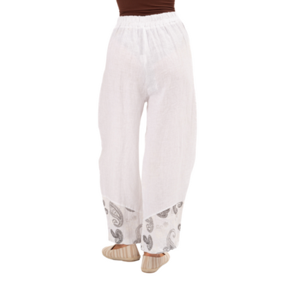 Vera May Italian Linen White Pant 6351-2