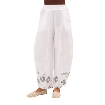 Vera May Italian Linen White Pant 6351-2