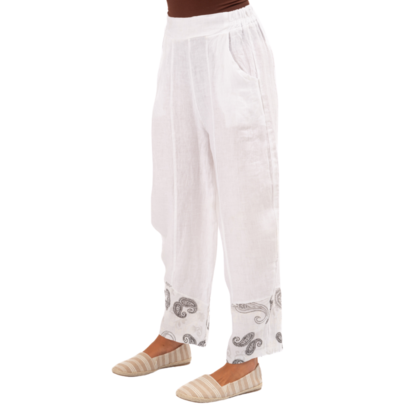 Vera May Italian Linen White Pant 6351-2
