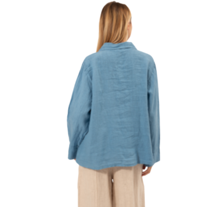 6356 DENIM ITALIAN LINEN TOP