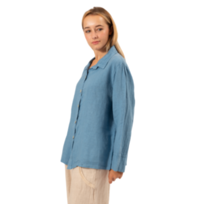 6356 DENIM ITALIAN LINEN TOP