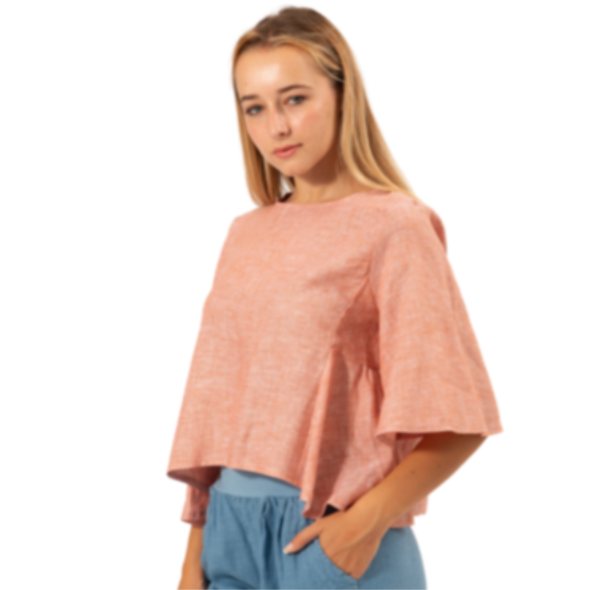 VERA MAY FRENCH LINEN PEPE ROSA TOP 6357