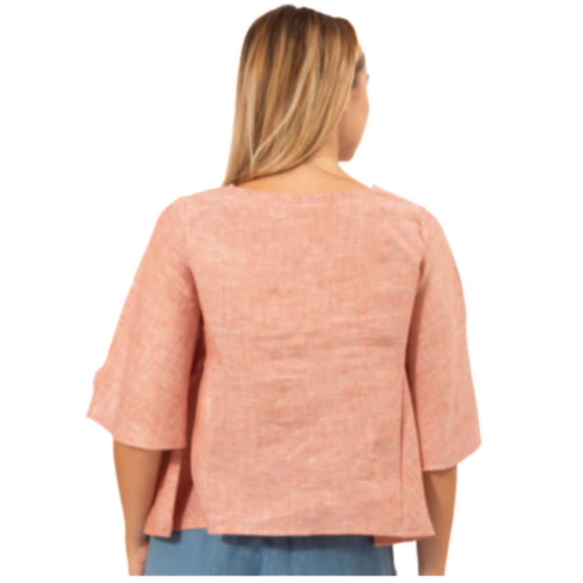 VERA MAY FRENCH LINEN PEPE ROSA TOP 6357