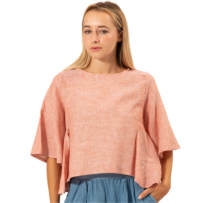 VERA MAY FRENCH LINEN PEPE ROSA TOP 6357