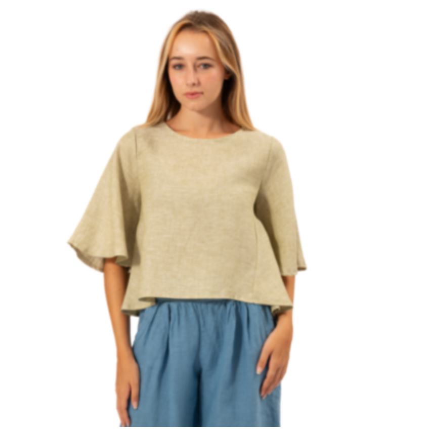 VERA MAY FRENCH LINEN SAGE TOP 6357