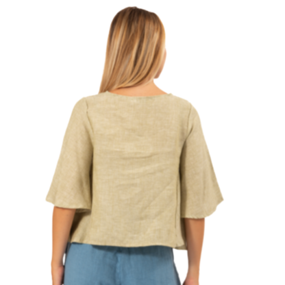 VERA MAY FRENCH LINEN SAGE TOP 6357