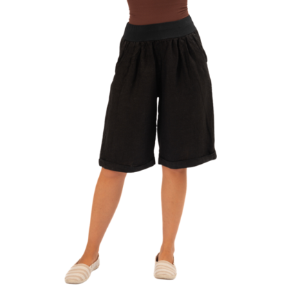 VERA MAY ITALIAN LINEN BLACK SHORT 6358
