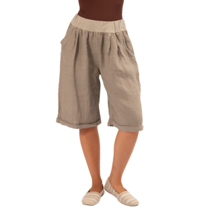 VERA MAY ITALIAN LINEN TAUPE SHORT 6358