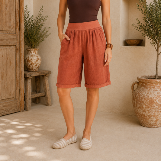 VERA MAY ITALIAN LINEN RUST SHORT 6358