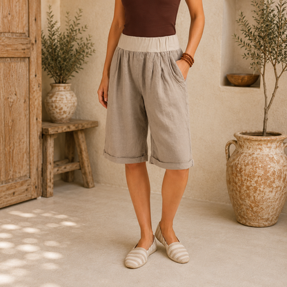VERA MAY ITALIAN LINEN TAUPE SHORT 6358