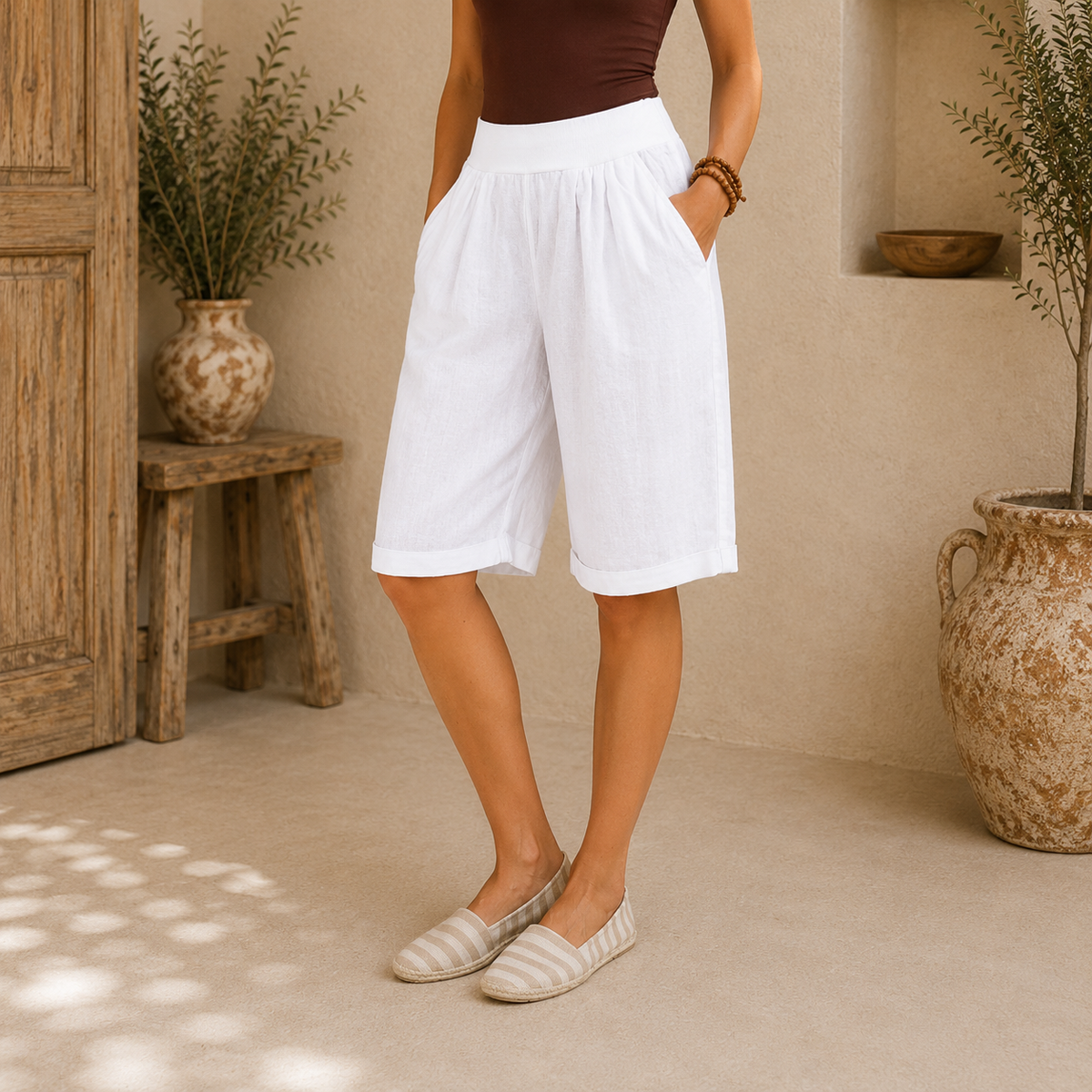 VERA MAY ITALIAN LINEN WHITE SHORT 6358