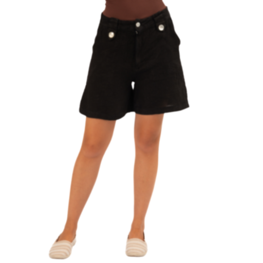 VERA MAY ITALIAN LINEN BLACK SHORT 6359