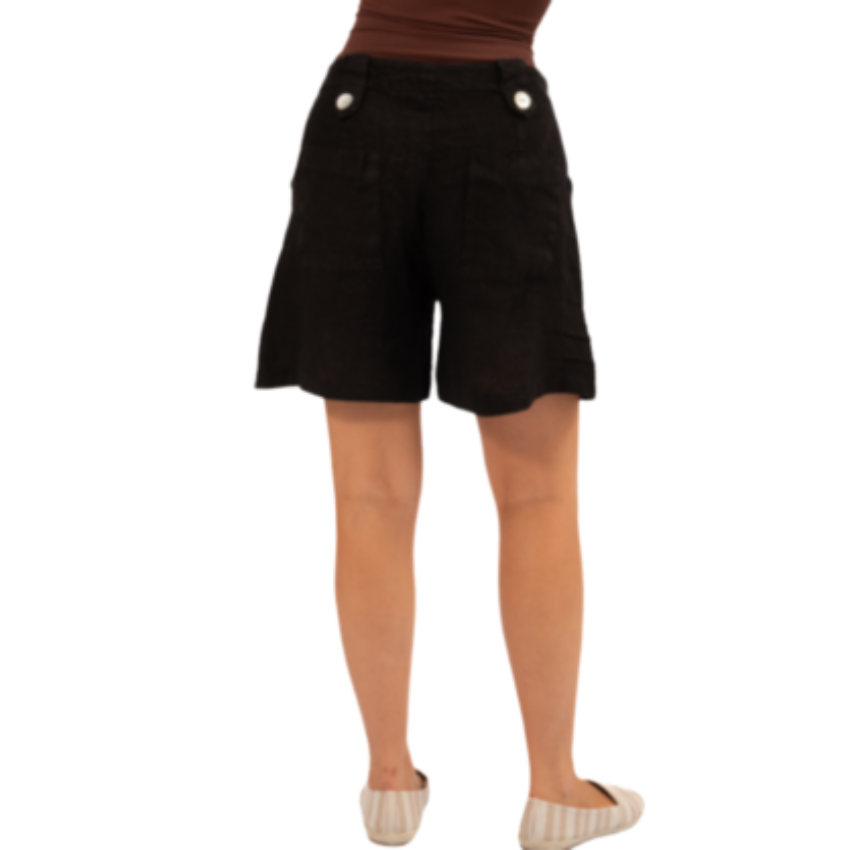 VERA MAY ITALIAN LINEN BLACK SHORT 6359