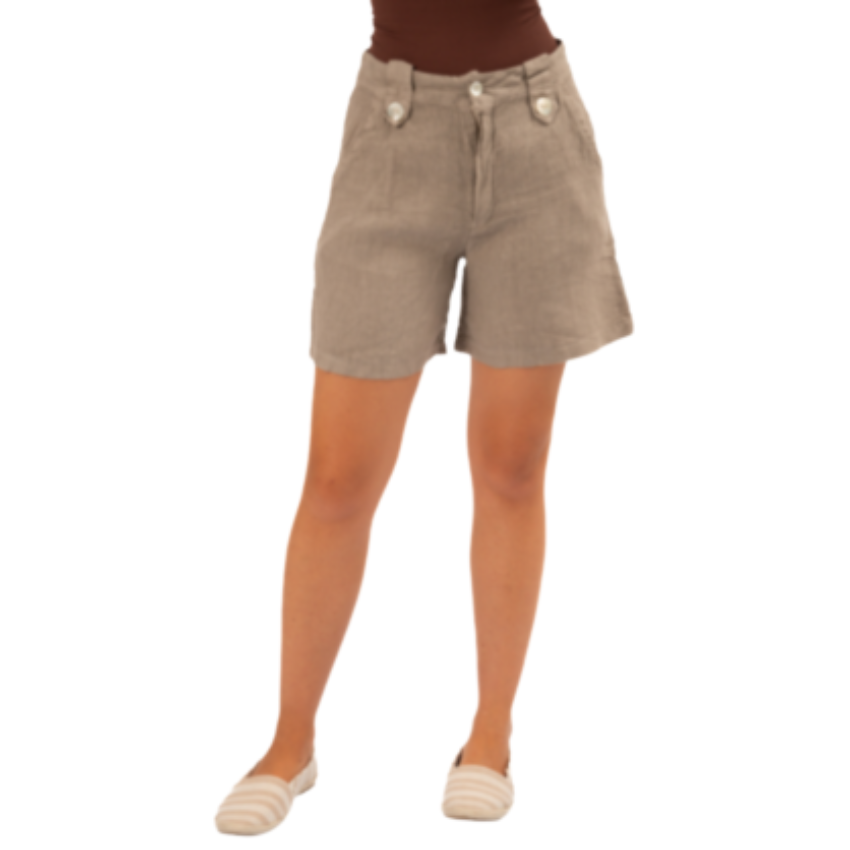 VERA MAY ITALIAN LINEN TAUPE SHORT 6359