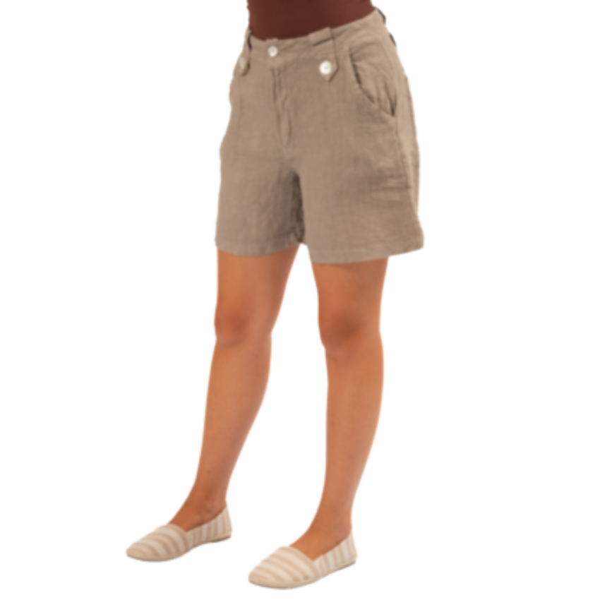 VERA MAY ITALIAN LINEN TAUPE SHORT 6359