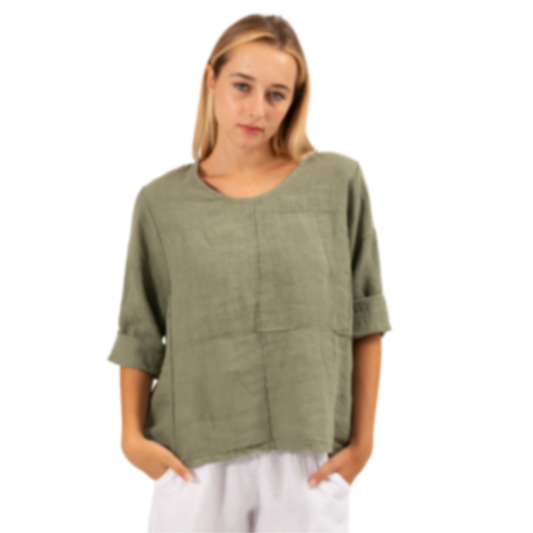 6368 SAGE ITALIAN LINEN TOP