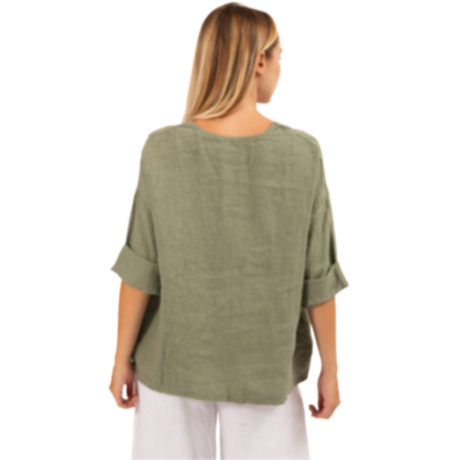 6368 SAGE ITALIAN LINEN TOP