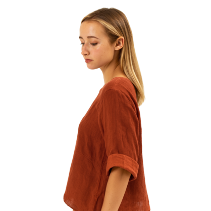 6368 RUST ITALIAN LINEN TOP