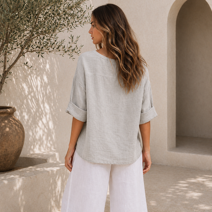 6368 PERLA ITALIAN LINEN TOP