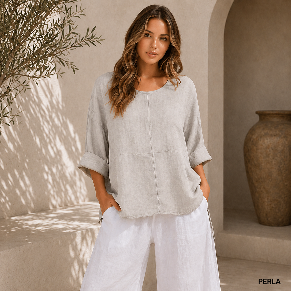 6368 PERLA ITALIAN LINEN TOP