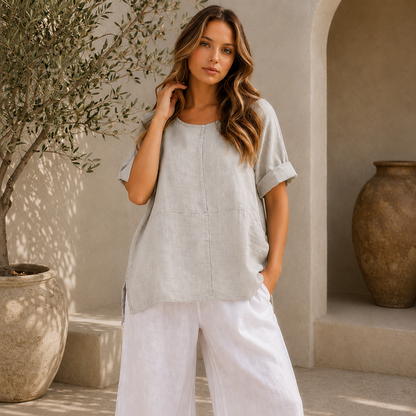 6368 PERLA ITALIAN LINEN TOP