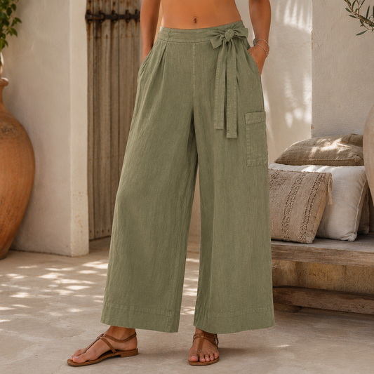 Vera May Italian Linen Sage Pant 6369