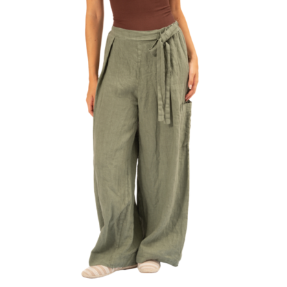 Vera May Italian Linen Sage Pant 6369