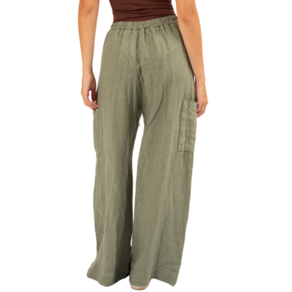 Vera May Italian Linen Sage Pant 6369