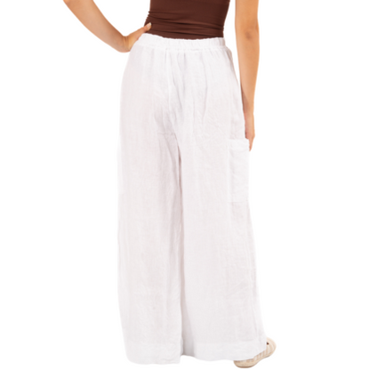 Vera May Italian Linen White Pant 6369