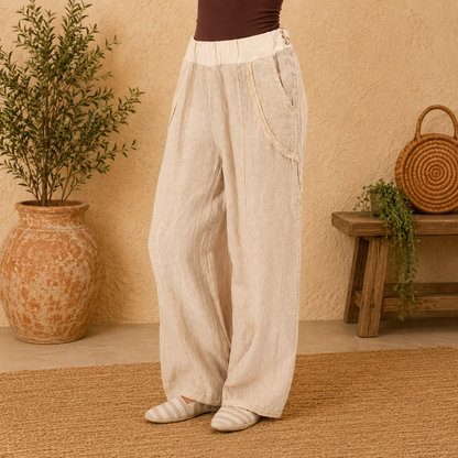 Vera May Italian Linen Beige Pant 6372