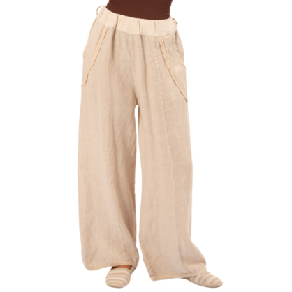 Vera May Italian Linen Beige Pant 6372