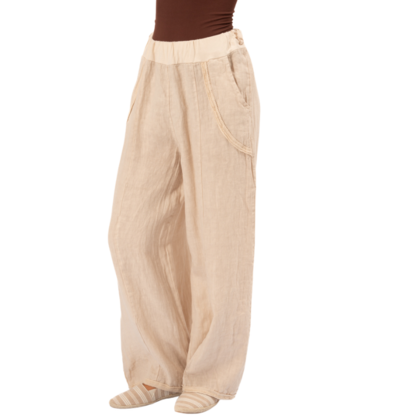 Vera May Italian Linen Beige Pant 6372
