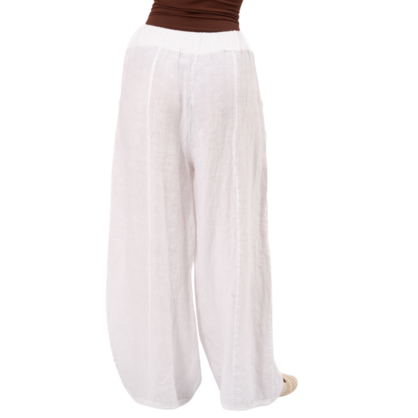 Vera May Italian Linen White Pant 6372