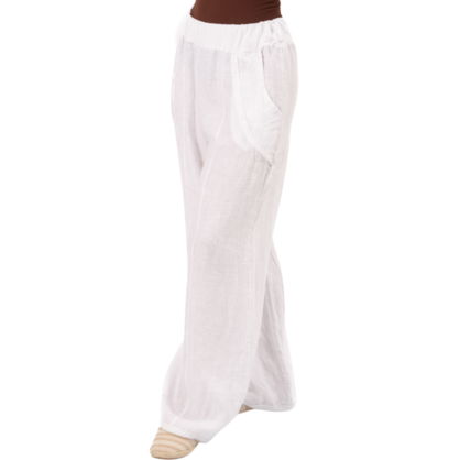 Vera May Italian Linen White Pant 6372