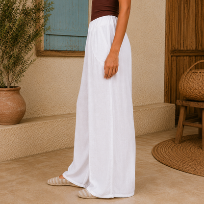 Vera May Italian Linen White Pant 6372