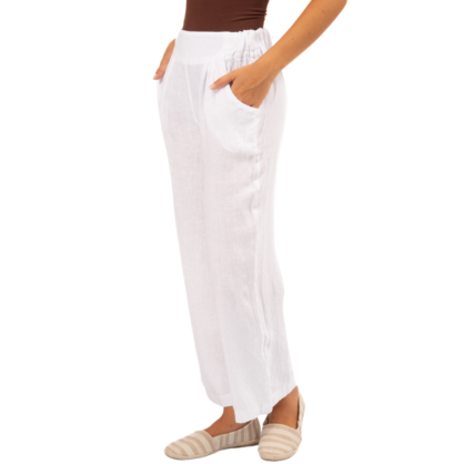 Vera May Italian Linen Bianco Pant 6373