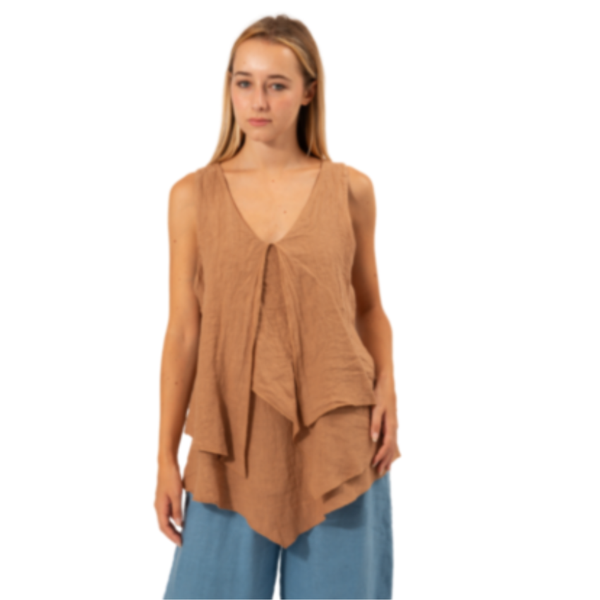 6374 MACCHIATO ITALIAN LINEN TOP