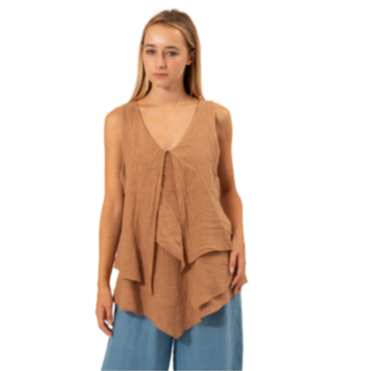6374 MACCHIATO ITALIAN LINEN TOP