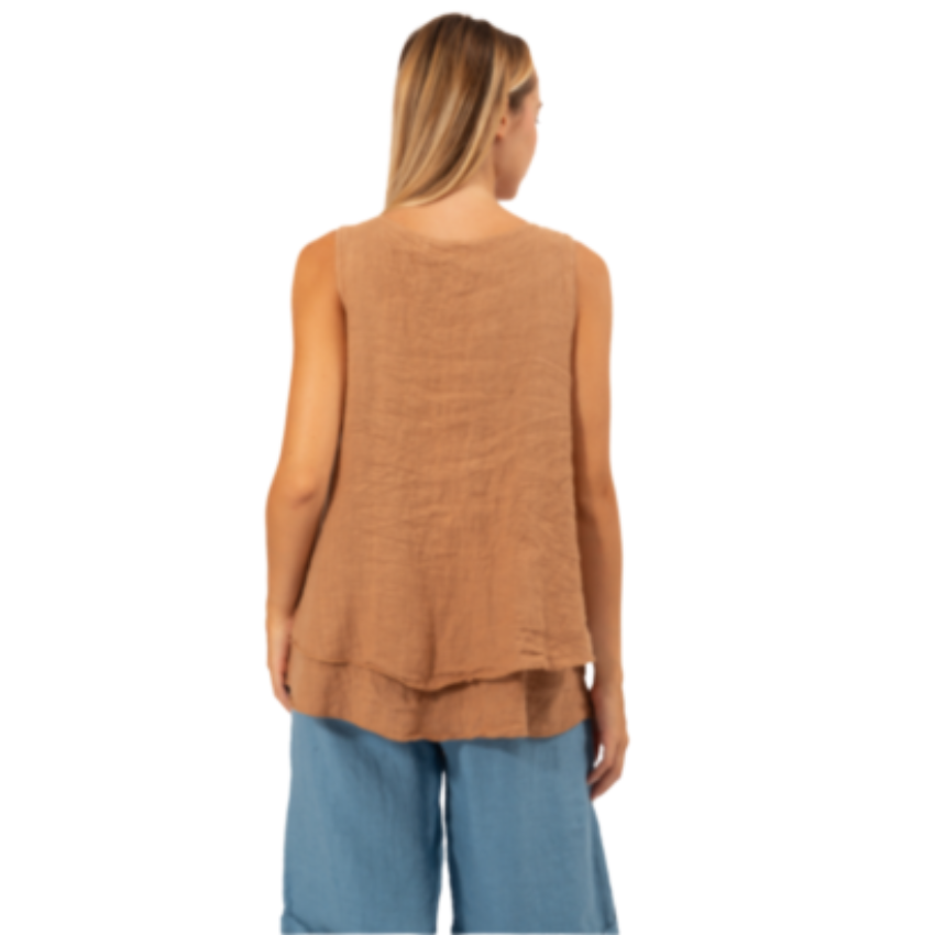 6374 MACCHIATO ITALIAN LINEN TOP