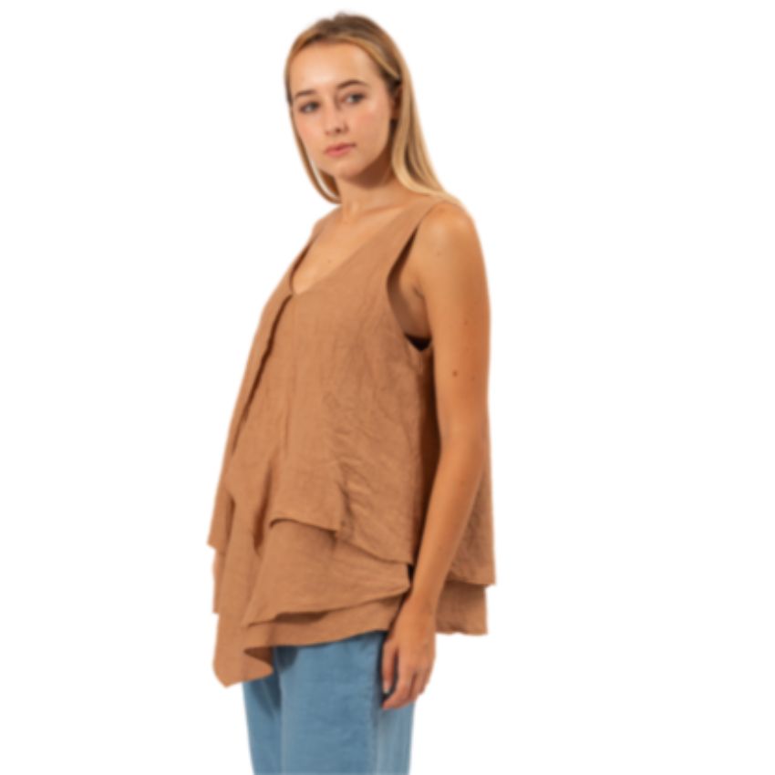 6374 MACCHIATO ITALIAN LINEN TOP