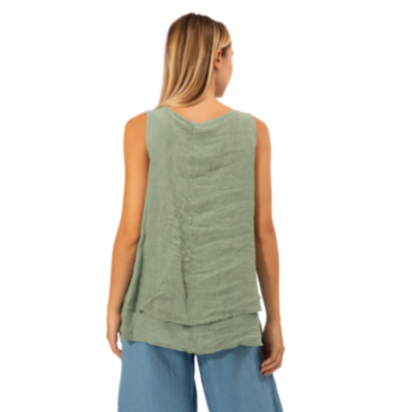 6374 SAGE ITALIAN LINEN TOP