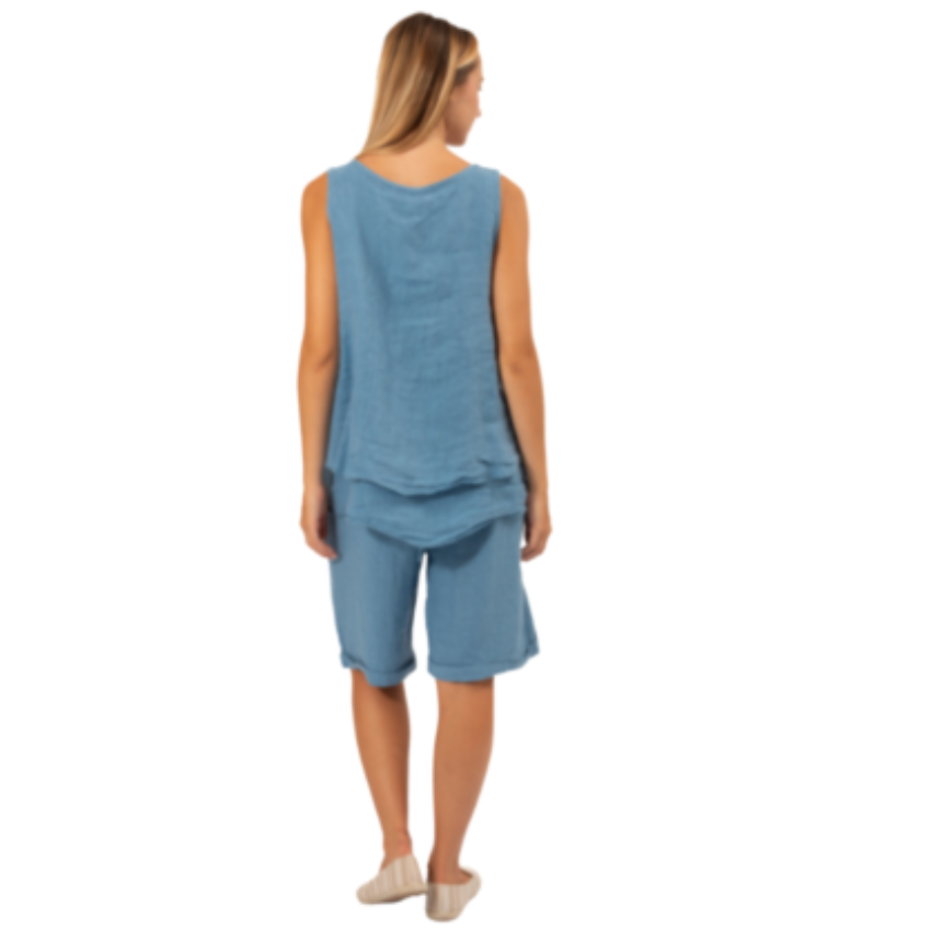 6374 DENIM ITALIAN LINEN TOP