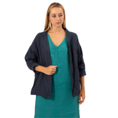 6376 VERA MAY NAVY ITALIAN LINEN JACKET