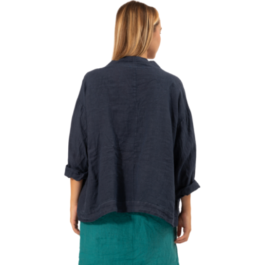 6376 VERA MAY NAVY ITALIAN LINEN JACKET
