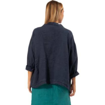 6376 VERA MAY NAVY ITALIAN LINEN JACKET