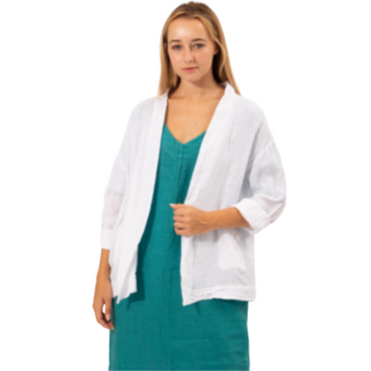 6376 VERA MAY WHITE ITALIAN LINEN JACKET