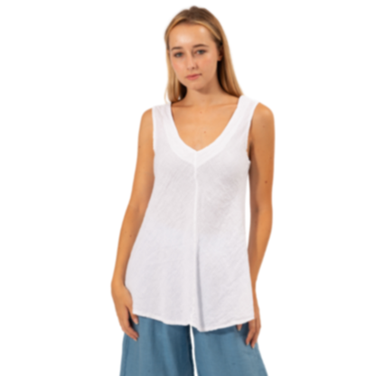 6377 WHITE ITALIAN LINEN TOP