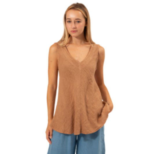 6377 MACCHIATO ITALIAN LINEN TOP