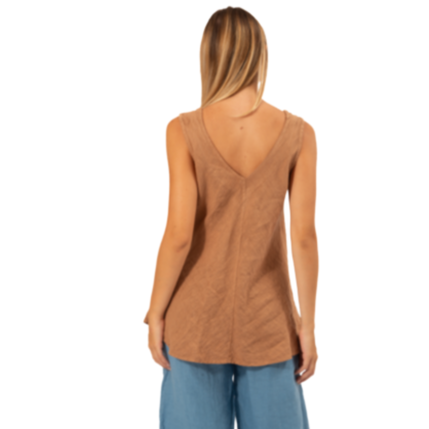 6377 MACCHIATO ITALIAN LINEN TOP