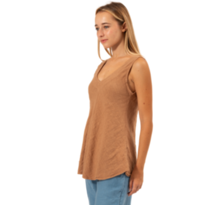 6377 MACCHIATO ITALIAN LINEN TOP